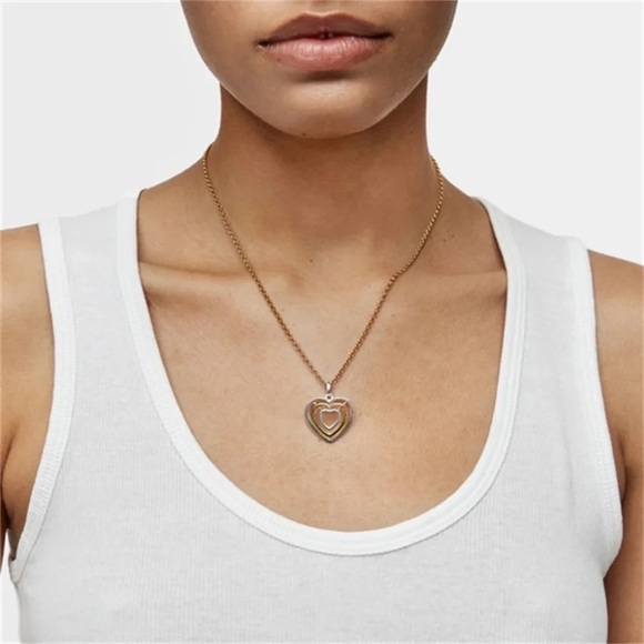 Tous 3D Wired Heart Pendant Silver Gold - Picture 2 of 14